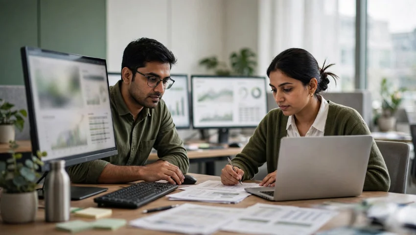 Payroll team processing attendance data and salary calculations on a dashboard