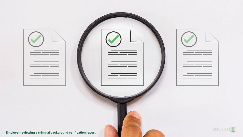Employer reviewing a criminal background verification report