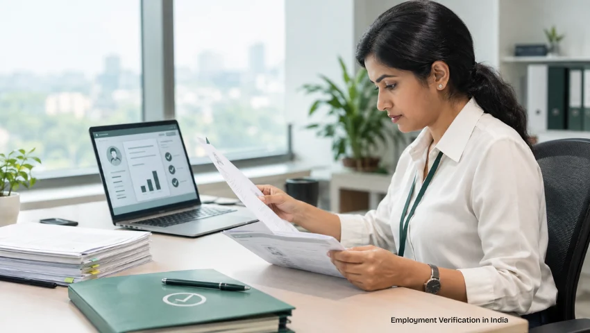 Employment verification process in India showing BGV checks and discrepancy review