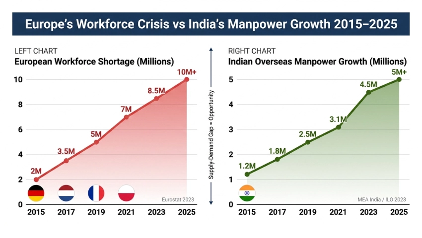 Europe workforce shortage vs India manpower growth