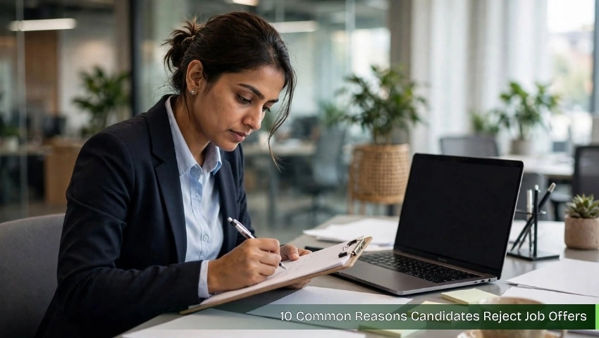 Checklist of the most common reasons candidates reject job offers in India